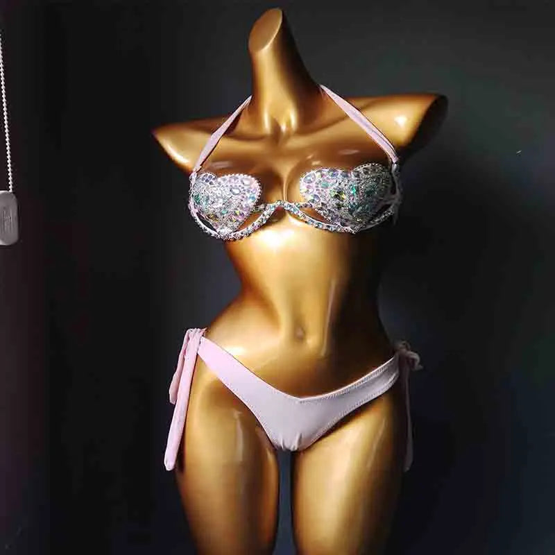 Sexy Women Bikini Set Diamond Swimwear Bling Stones Bathing Suit Rhinestone Beachwear Bikini Set