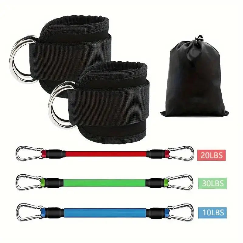 NEW Arrivals 5 Colors, Home Gym Yoga Studio 6 PCS Set TPE Ankle Resistance Bands with Cuffs High Elastic for Glute & Leg Workouts Booty Exercise Equipment Workout Sets