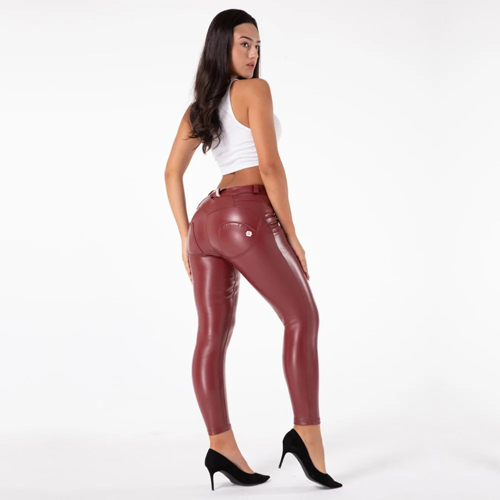Low-Price Sales are Limited S-3XL Plus Size Women Female Compression Leggings Night Clubwear Streetwear Evening Party Trouser Red Leather Pants Sexy PU Leather  Trousers Workout Tights Girls Ladies Luxury Fashion Clothing Sup