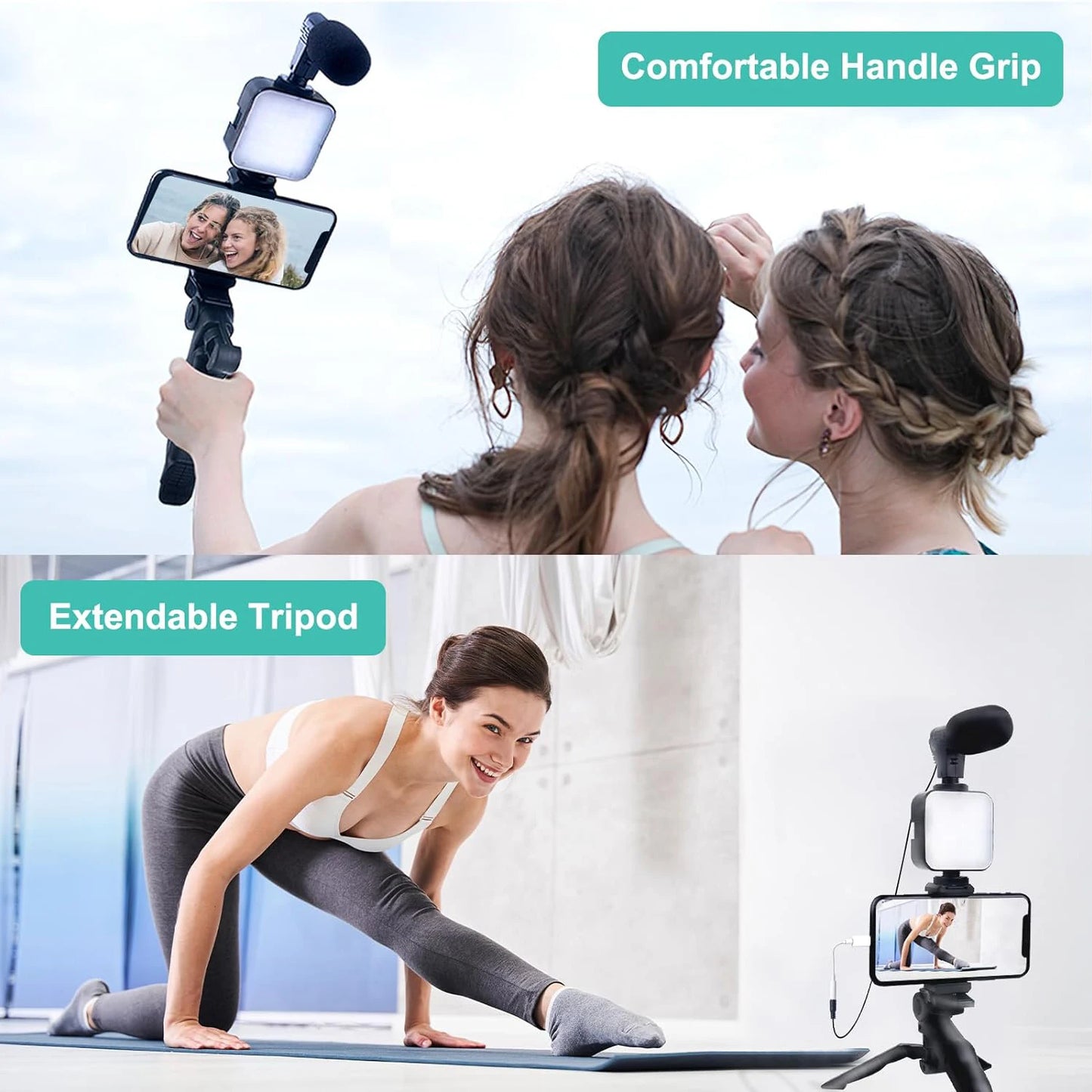 Selfie Stick Stand Microphone Lighting Tripod Phone Handheld Bracket  Remote Video Shooting Camera Light AY49 Vlogging Kit for TikTok YouTube Video Creation and Live Streaming Tools Set