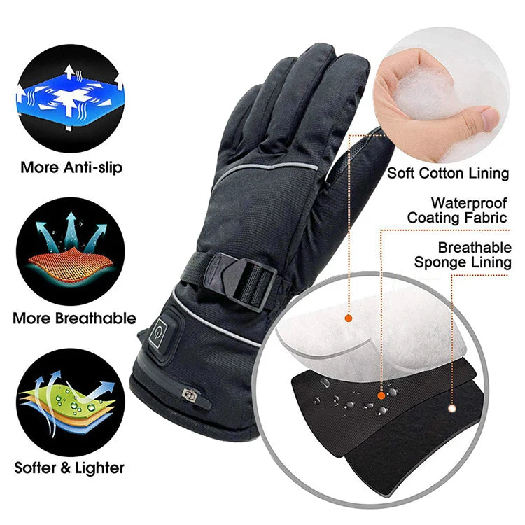 Professional Electric USB Top Quality Rechargeable Minus 40* Heated Gloves Powered Mountaineering Climbing Waterproof Sports Ski Unisex Smart Heating Durable Warm  Alpine Skiers Snowmobile Winter Sports Clothing Accessories