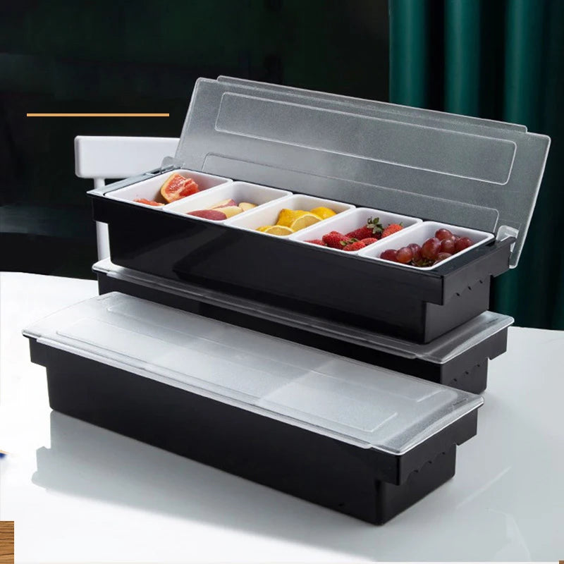 ABS Plastic 3/4/5/6 Section Pizza Ingredients Storage Box Preparation Box Fruits Cheese Sauce Box Pizza Making Organizer Tool Kitchenware Accessories