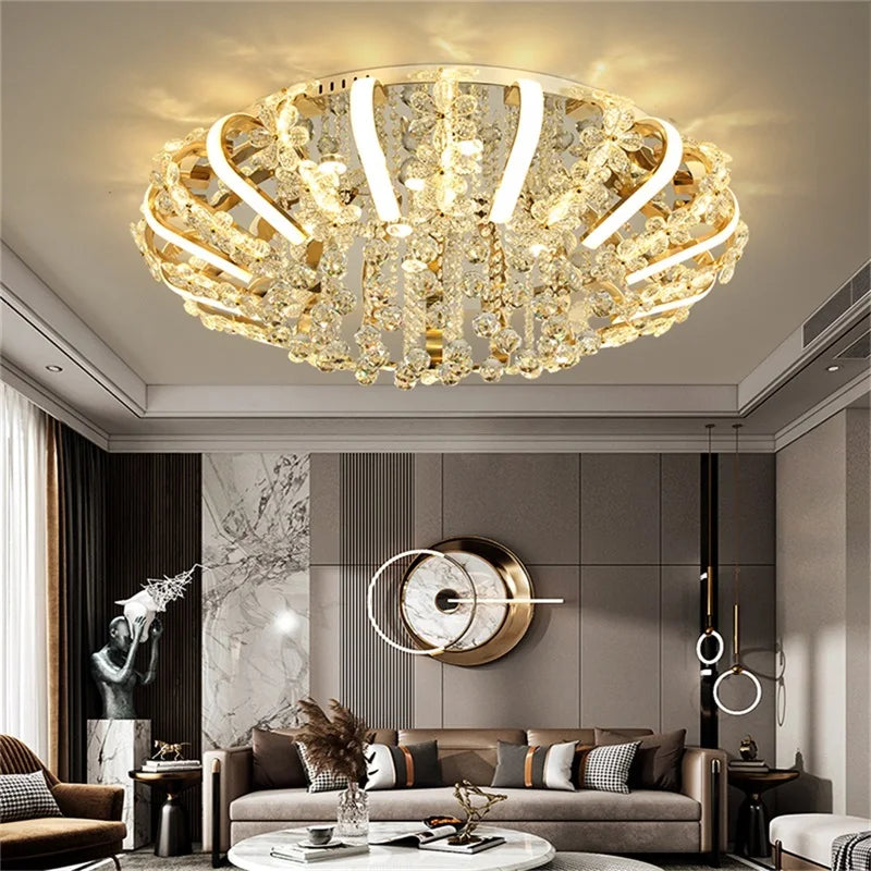 NEW Home Villa Luxury Ceiling Chandelier Creative Lights Ceiling Contemporary Gold  Crystal Lamp Fixtures LED for Home Living Bed Room