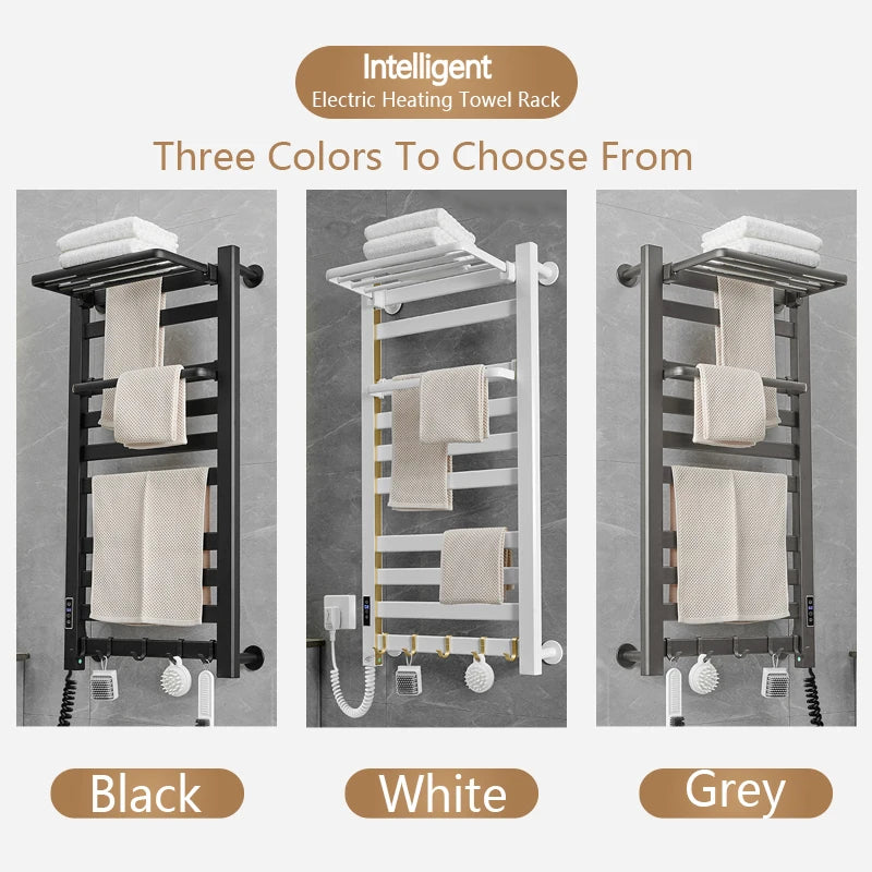Modern Luxury Wall-Mounted Black/Gray/White Color Electric Heating Towel Rack Custom WI-FI Control Bathroom Towel Warmer Bath Towel Drying 2Y Warranty (After Sale Service: Online Technical Support) Home Hotels Use.