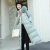 2025 Winter New Down Cotton Jacket Women's X-Long Faux Fur Collar Padded Jacket Thick Loose Large Size Jacket