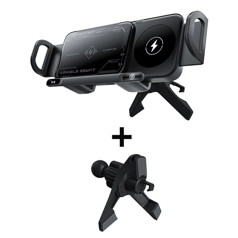 Car Vent Wireless Charger Mount, Fast Charging Phone Holder, Auto Rotating Stand for Phones, Supports Up to 15W Fast Charging