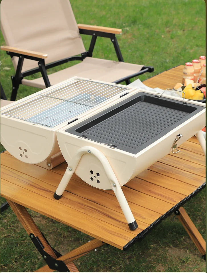 NEW Set 17 PCS Portable Mini Folding Iron Charcoal Grill + 2 Nets + Frying Pan + 13 Accessories Multi-Tool for Outdoor BBQ Cooking Picnics Garden Parties Camping Grill Barbeque & Trips Cookware Supplies