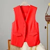 12 Colors S-3XL Plus Size Women's Spring and Autumn Suit Vest Waistcoat Cardigans Office Lady Sleeveless V-Neck Casual Loose Suit Vest Ladies Clothing Accessories