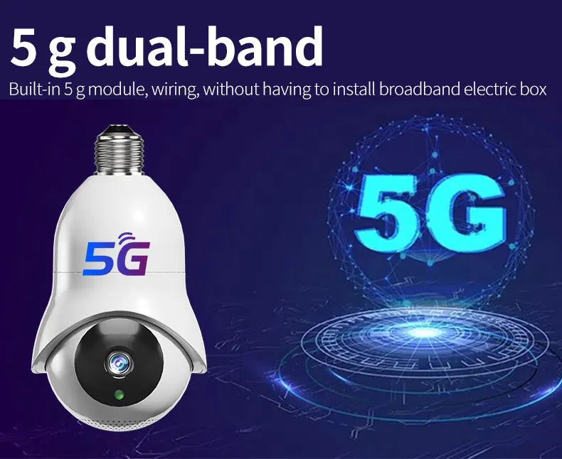 5G Dual Band Night Vision Camera New Arrival Security CCTV  Foco Con Camera Wi-Fi Socket IP Bulb Camera Home Security Supplies