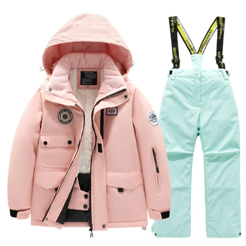 BEST PRICE 2 PCS Set Children's Girls Boys Top Quality Waterproof Ski Jacket + Pants Kids Snowboard Suit Snow Wear Ski Clothes for Kids Ski Suit Ski Clothing
