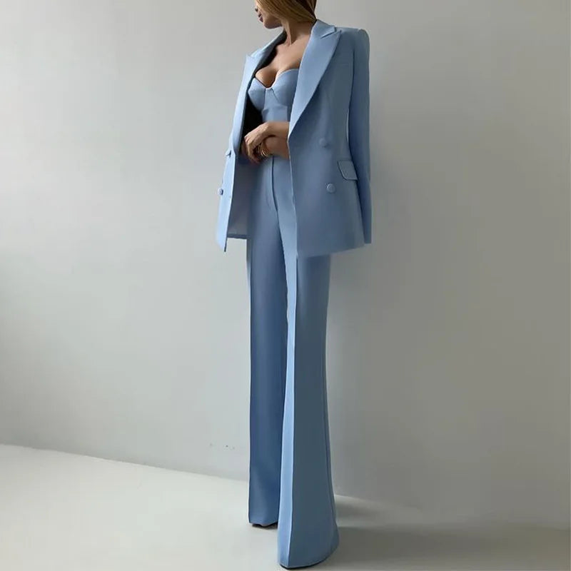 3 PCS Set Boutique HOT Sale Spring/Autumn  New Fashion Temperament Sexy Commuter Suit Corset Pants Jacket Women's Blazer Suit Ladies Sets Luxury Clothing Supplies.