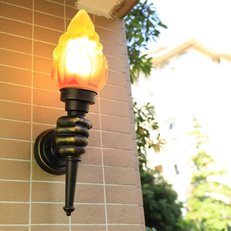 Medieval Castle Lamps Art Creative Aluminum Torch Hand Gothic Wall Lamp Outdoor Light Garden Yard Porch Living Room Bedroom Stair Aisle Corridor Lights
