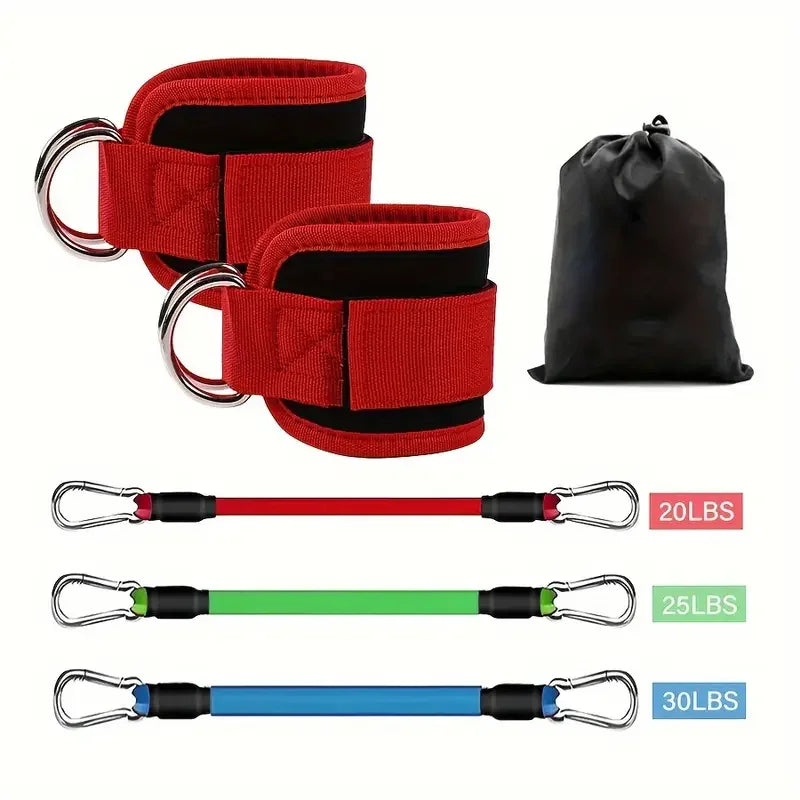 NEW Arrivals 5 Colors, Home Gym Yoga Studio 6 PCS Set TPE Ankle Resistance Bands with Cuffs High Elastic for Glute & Leg Workouts Booty Exercise Equipment Workout Sets