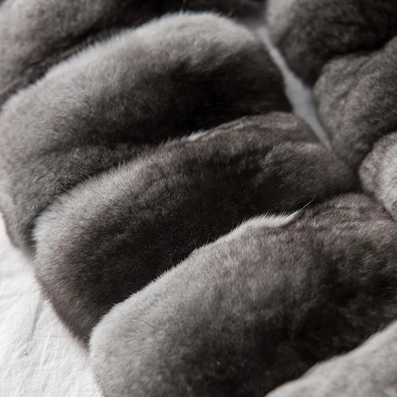 NEW Fashion Women's Winter Warm Natural Rex Rabbit Real Chinchilla Fur Short Scarf Chinchilla Ladies Luxury Apparel Accessories