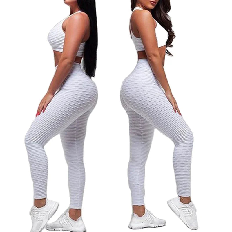 2 PCS Set 5 Colors High Waist Squat Proof Leggings Active Wear Sport Bra and Gym Pants Private Label Fitness Yoga Set Workout Sets for Women