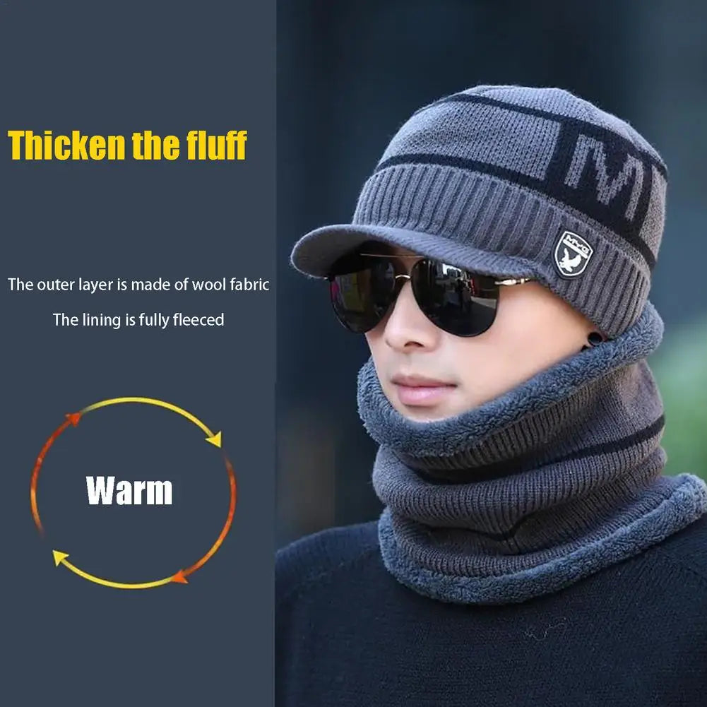 Electric Heated Hat Scarf Set USB Warm Hat Neck Warmer Cap Rechargeable Heated Knitting Beanie For Outdoor Mountaineering