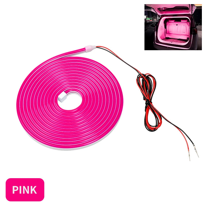 4M U Car Trunk Led Light Strip 6 Colors High-Brightness Trunk Ambient Lighting Flexible Silicone LED Light Strip for Auto Accessories