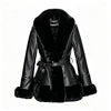 NEW Design 5 Colors UK (6-20) Large Size Women's Faux Fur Coat Collar/Cuffs Belted Waist Winter Warm Eco-Friendly Windproof Outerwear Plain Dyed Women Autumn Winter Clothing Supplies