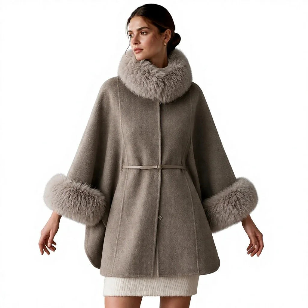 S-4XL Women's Handmade Wool Blend Overcoat Detachable Stand Collar Full Sleeve Covered Button Closure Solid 850g Winter Outerwear Women's Clothing Supplies