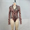 NEW Arrivals Women's Sexy Clothing Autumn Spring Stand Collar Long Sleeve Waist-Tight Leopard Jumpsuit Women's Sports Fitness Casual Women's Top Casual Streetwear Clothing Accessories