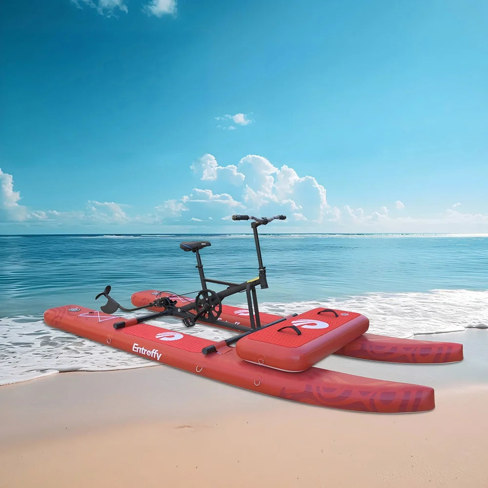 5 Years Warranty Top Quality Single & Double Multi-Inflatable Water Bike, Quick Assembly Convenient Style Water Bicycle Sea Ocean Lakes River Water Skiing Bike Water Sport Supplies