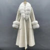 Boutique Gala HOT SALE 15 Colors Cashmere With Natural Real Fox Double Sided Sheep Wool Fur Coat With Real Fox Collar Winter Warm Custom Cashmere Outerwear Coat Evening Business Party Prom Celebrity Clothes
