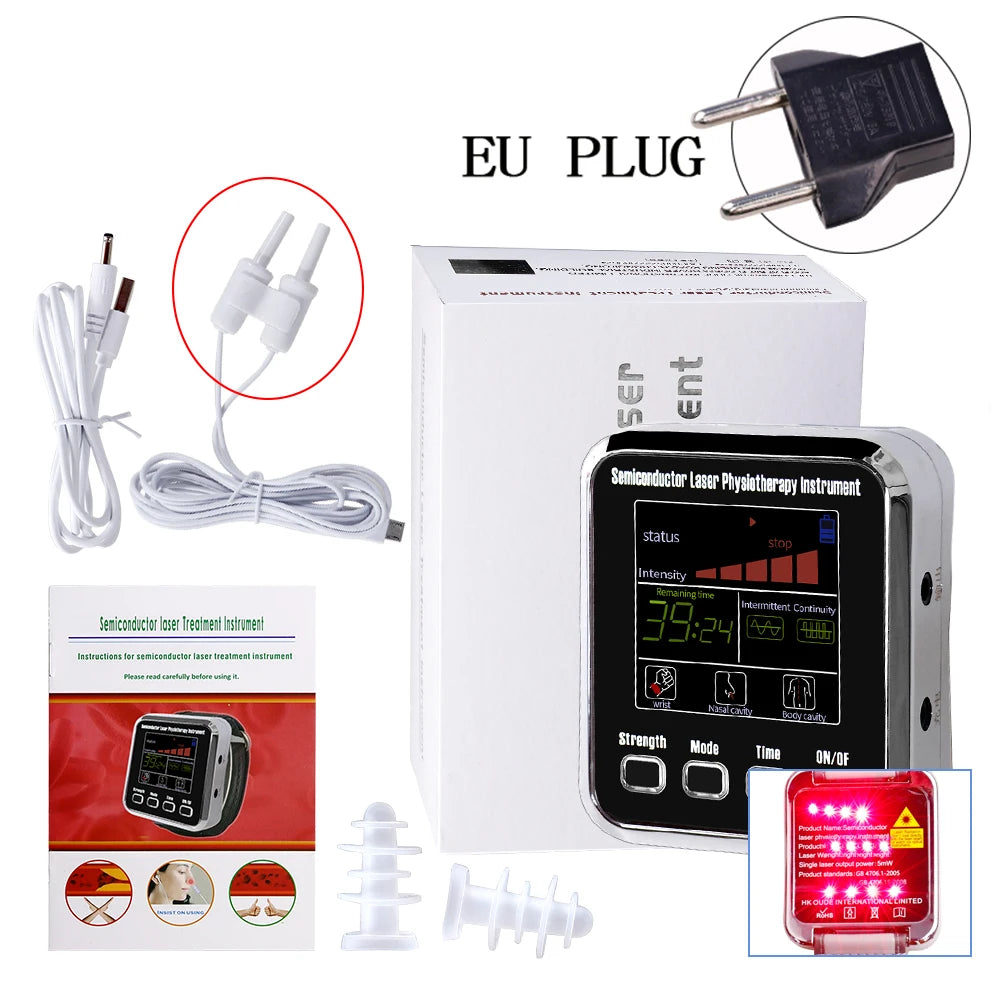 NEW Arrivals Laser Physiotherapy Wrist Diode LLLT For Diabetes Hypertension Rhinitis Multi-Functions Treatment 12 Laser Diabetic Watch Laser Sinusitis Therapy Watch Medical Health Care Supplies
