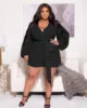 HEY BIG GIRLS... XL-5XL Plus Size Autumn Spring Curvy Women Breathable Casual Loose Fit Solid Color Chiffon Sexy Short Above Knee Romper with Belt Women Extra Large Clothing Supplies