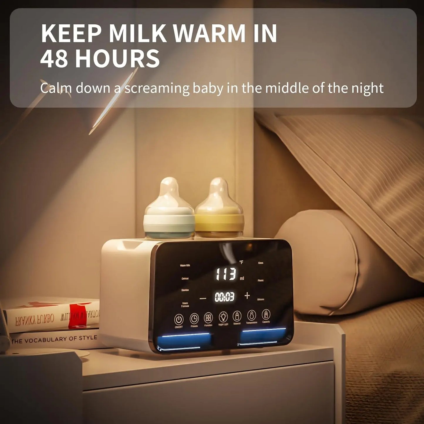 Dual Bottle Intelligent Constant Temperature Baby Milk Warmer Touch Screen 2-in-1 Milk Warmer Bottle Sterilizer Outdoor Travel Baby Care Supplies