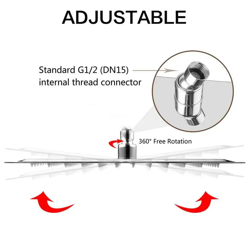 Bright Chrome 8" Ultrathin Shower Head Brass 15" Shower Arm 59" Stainless Steel Hose Wall Mounted Rainfall Square Shower head