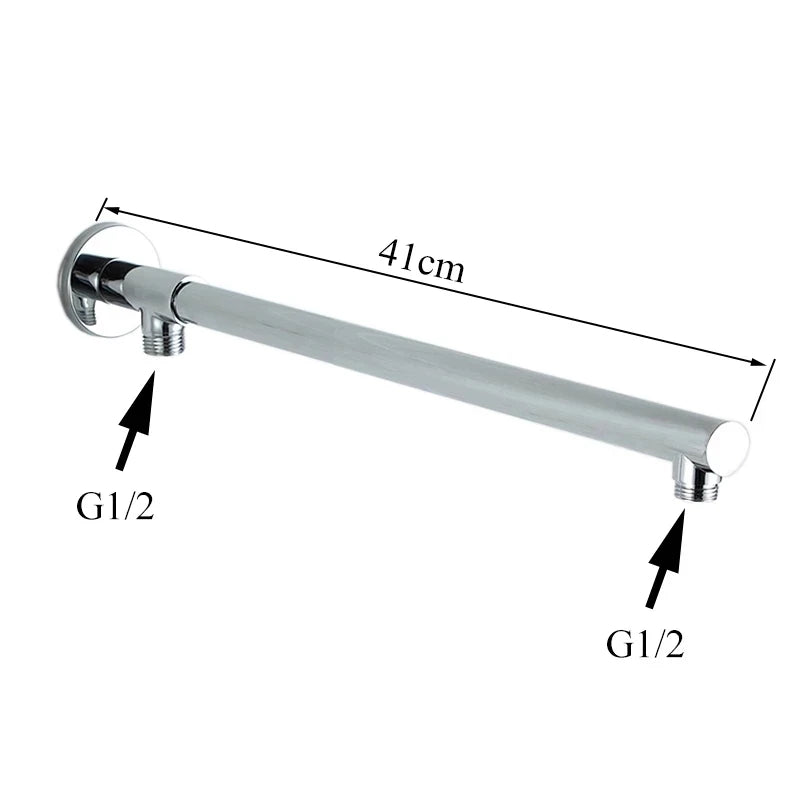 Bright Chrome 8" Ultrathin Shower Head Brass 15" Shower Arm 59" Stainless Steel Hose Wall Mounted Rainfall Square Shower head