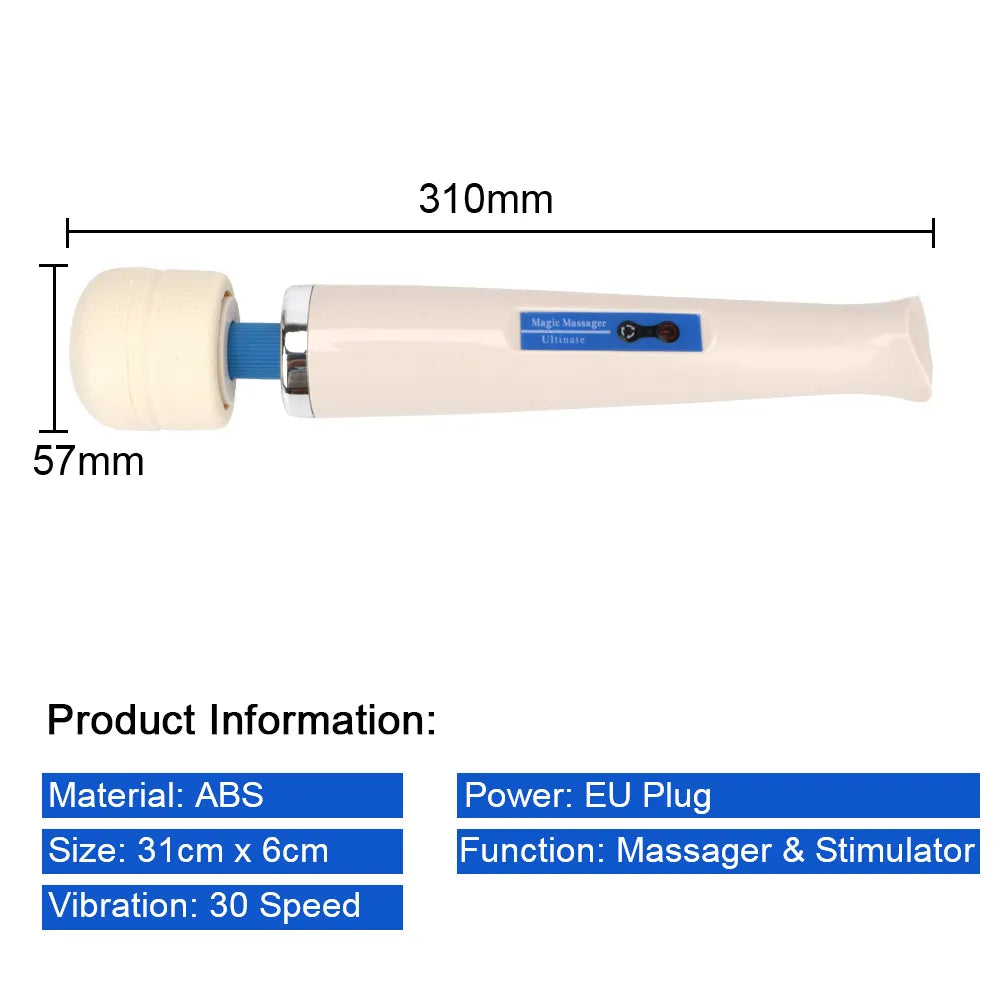 31cm Big Magic Wand Vibrator For Women Nipple Clitoral Stimulator Anal Vaginal Breast Massage Female Masturbator Sex Toy EU Plug