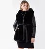 S-4XL Plus Size Brown/Black Color Women's Elegant Waterproof Soft Faux Fur Trimmed Leather Trench Coat Fox Fur Collar Double Breasted Button Detail Autumn/Winter Outerwear Jacket.