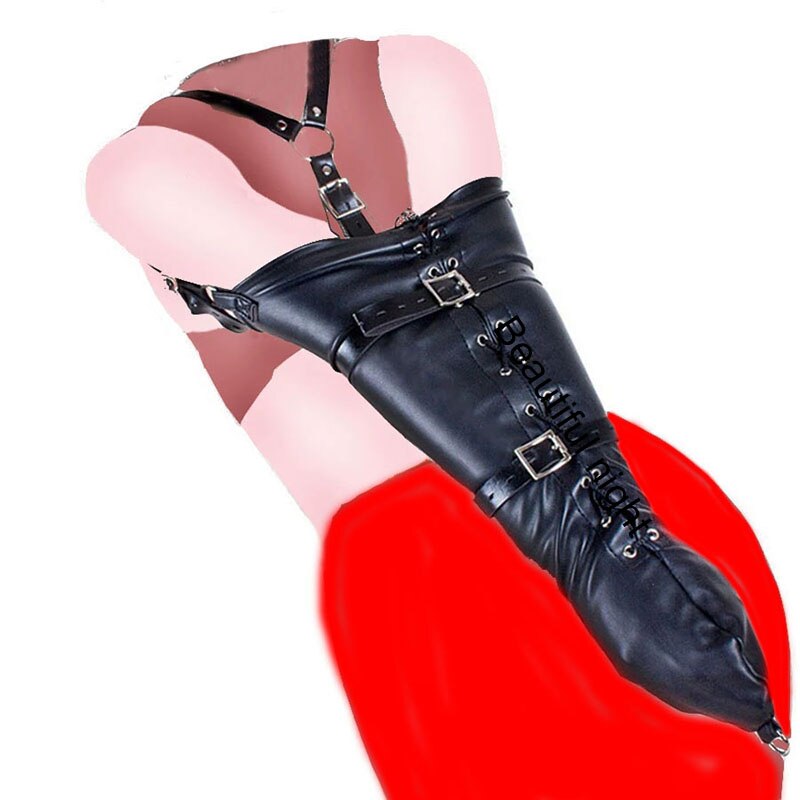 Arm Binder Glove Sleeves,Behind Back Bondage Armbinder,BDSM Leather Handcuffs Straight Jacket,Sex Toys For Couples