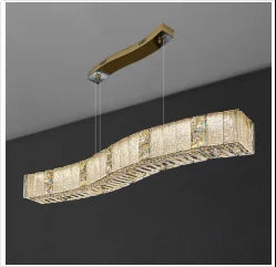 Villa Home Luxury Glaze Crystal Long Pendant Lamps Dining Bar Counter Living Room Restaurants Glass Chandelier Modern Villa Living Room Creative LED Line Lights