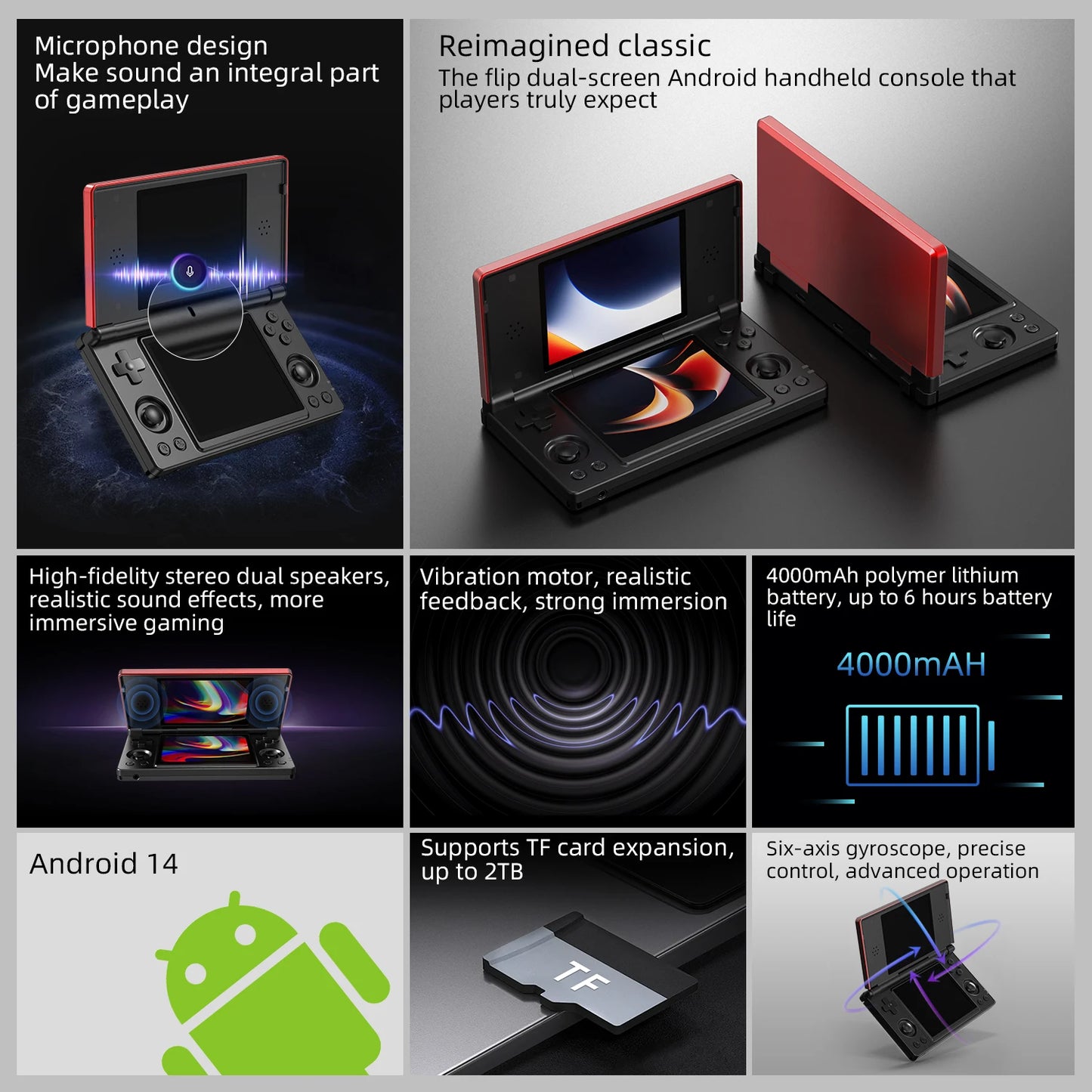 HOT SALE Only Few Units Left RG DS Portable Android Gaming Console Flip Cover Touch Dual Screen 4.0-inch Handheld Game Players 3DS PSP Emulator