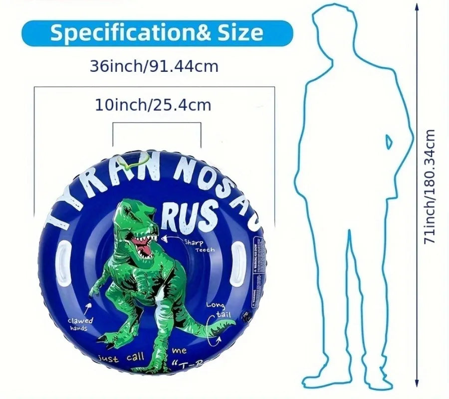NEW Arrivals Adults Children Inflatable Snow Tube Thickened PVC Heavy Duty Bottom Sled with Handles Dinosaur Winter Sport Tubing Sledge Outdoor Snow Iced Winter Sports Accessories