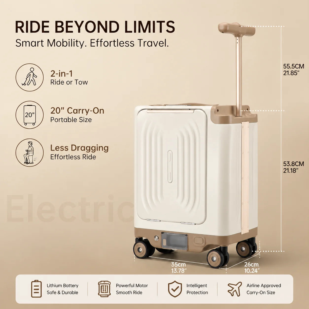 Silver/White/Black Color USB  Smart PC Carry-On Luggage Riding 20 Inch Electronic Scooter Suitcase  with Laptop Packet Cup Aluminum Frame Spinner Caster Airport Scooter Suitcase Holidays Travel Supplies