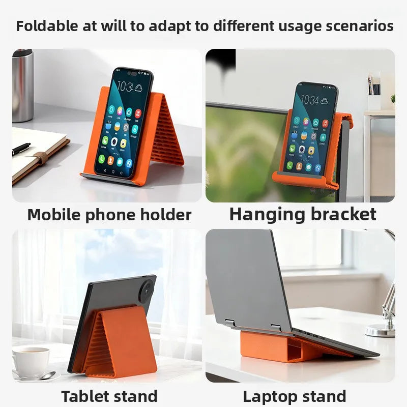Tablets Laptop and Phone Holder Silicone Universal Model Desktop Tablet Laptop Stand Creative Flexible Folding Transformable Lazy Bracket Travel Electronic Accessories