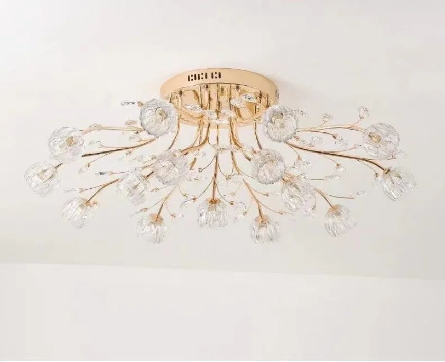 Villa Home Living Room Modern Crystal Ceiling Light American Minimalist Crystal Ceiling Light Restaurant Living Room Flower Crystal Ceiling Light