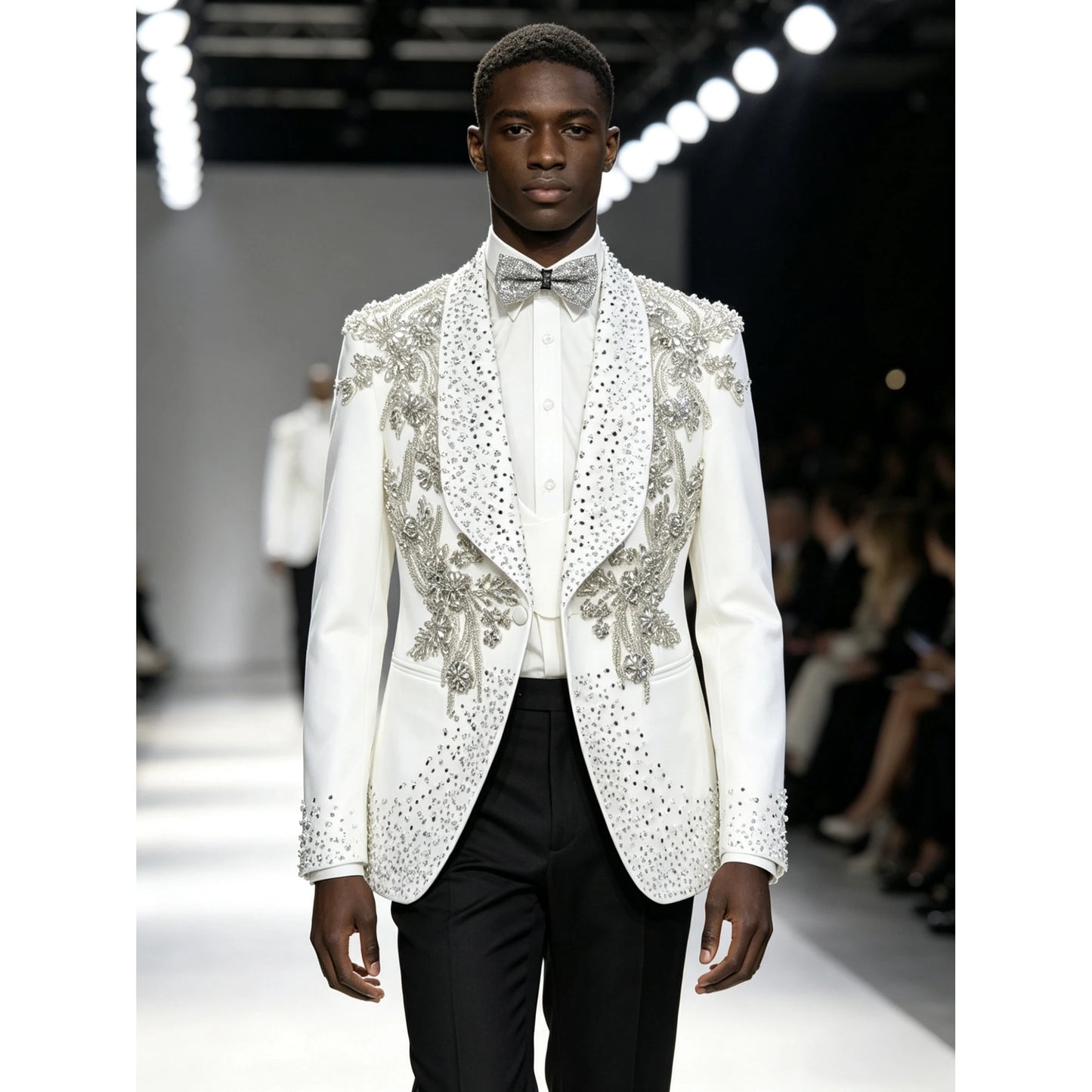 3 PCS Set Xs-3XL Plus Size Men's Luxury Tuxedo Suit Handmade Blazer Shiny Jewelry Ornament Hand Embroidery Formal Wedding Groom Guest Evening Business Dinner Party Prom Red Carpet Celebrities Luxury Clothes
