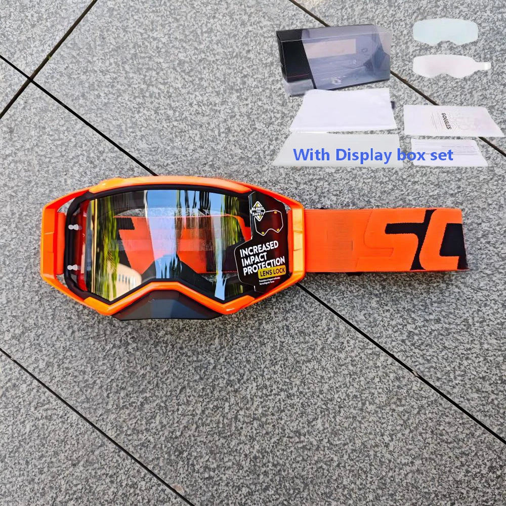 NEW American Motocross Motorcycle Top Quality Professional Goggles Halley Riding Eyewear Windproof Sports Glasses with Display Box Set