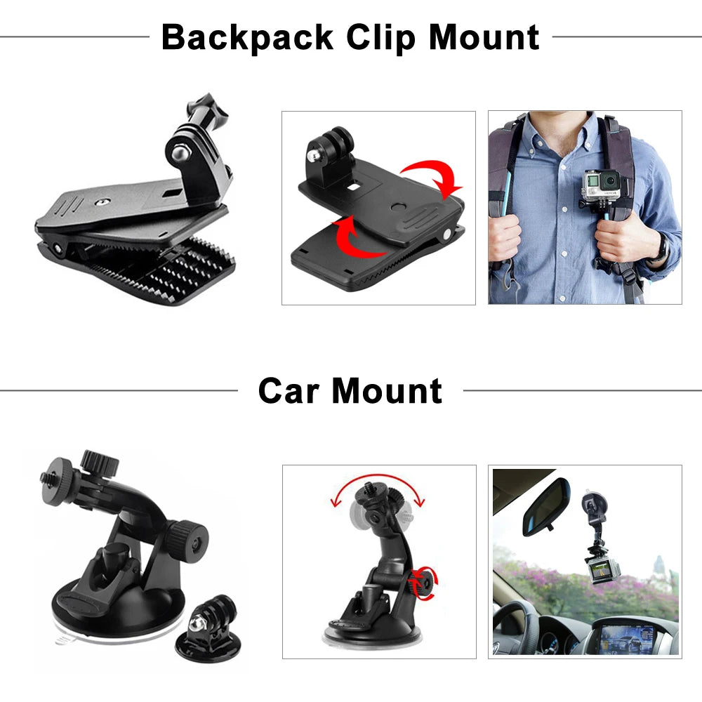 Full Set for Xiaomi GO-PRO SJ Camera Accessories Set for Go Pro Hero 13 12 11 10 9 8 7 6 5 4 Black Mount for DJI Insta360 for Sjcam Action Camera