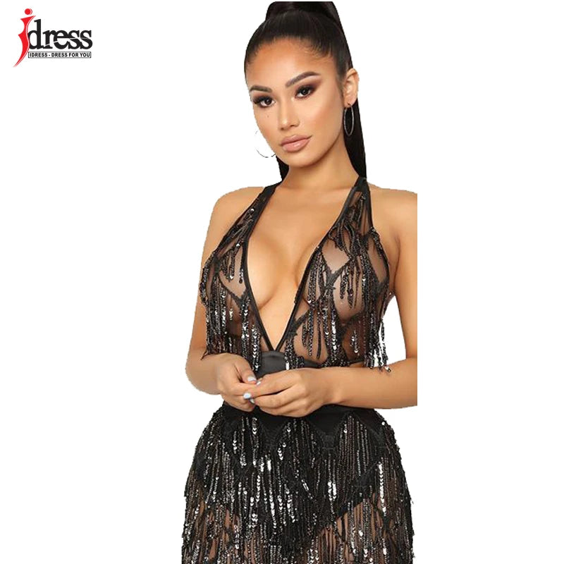 Just Arrived 5 Colors S-XL Tassel Sequin Dress Sexy Women V Neck Backless Evening Party Dress Night Clubwear Prom Latin Dancing Clothes Sequin Fringe Outfit