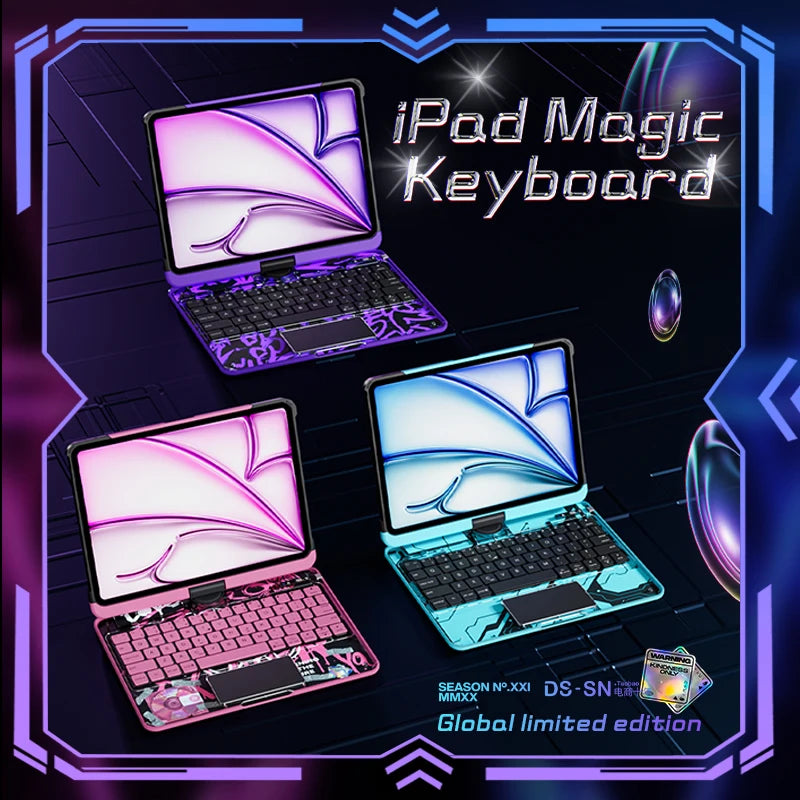 360 Rotating Transparent Magic Keyboard Case for iPad Pro 11-inch & Air 4/5/6 with RGB Backlit US Layout
