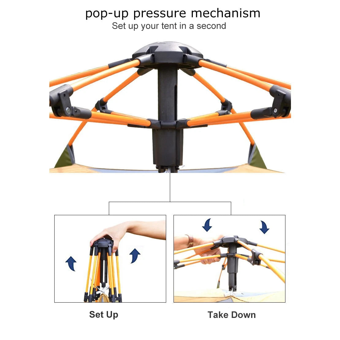 Pop-up Automatic Tent 3-4 Person Instant Camping Tent Backpacking Family Dome Tents for Camping Hiking Travelling