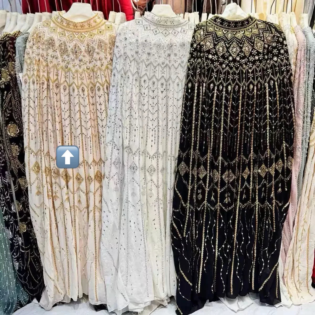 Handmade Luxury Rhinestone Embroidery 7 Colors Abaya Loose Fit Modest Muslim Evening Gown Islamic Women's Clothing for Eid Ramadan Weddings