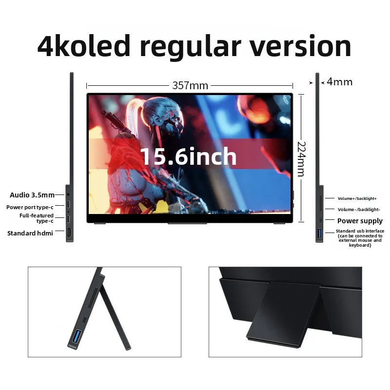NEW 15.6-inch IPS 4K 240Hz High-Refresh-Rate Portable Monitor for PC Laptop Smartphone and Nintendo Switch Computer Accessories Electronic Supplies