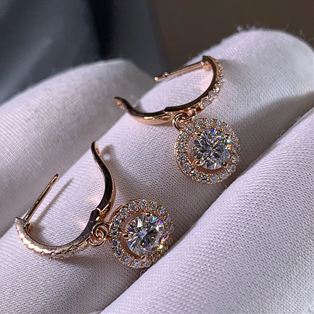 Versatile Classic Design Round Dangle Earrings For Women Dazzling Crystal CZ Engagement Wedding Jewelry Statement Earring