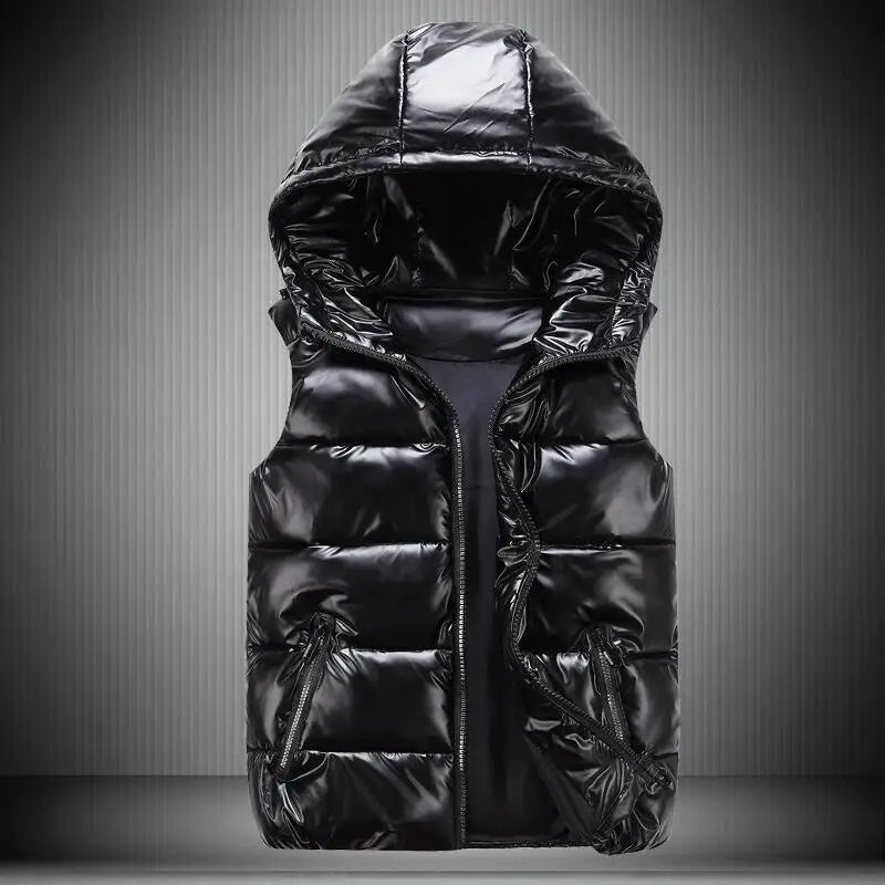 5 Colors S-4XL Plus size Women  Men's  Winter Sleeveless Puffer Hooded Vest Waistcoat With Waterproof Windproof Zipper Closure Cotton-Filled Outer Wear